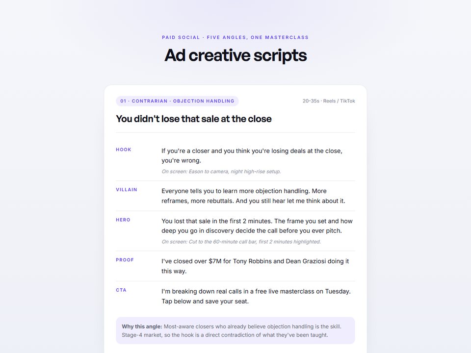 Ad creative scripts preview
